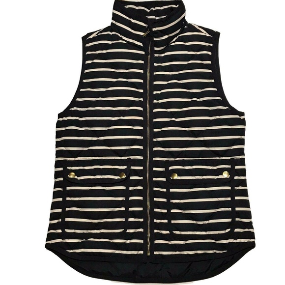 J. CREW Excursion Vest Womens XS Navy Striped Quilted - Picture 1 of 8